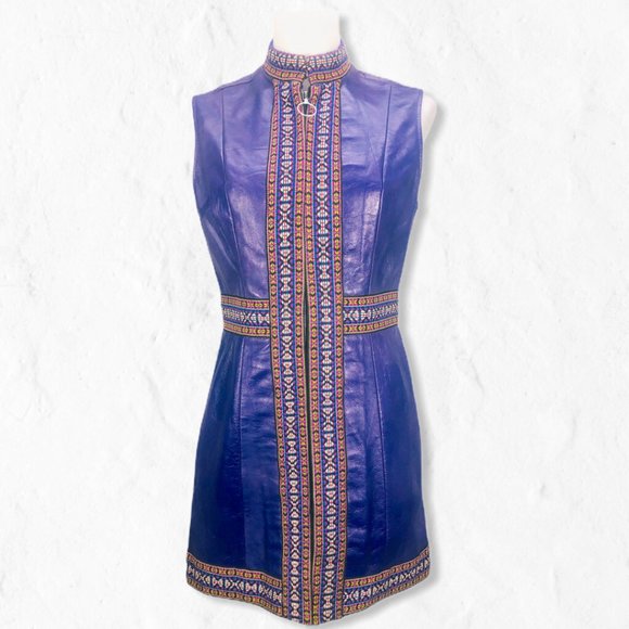 purple leather dress